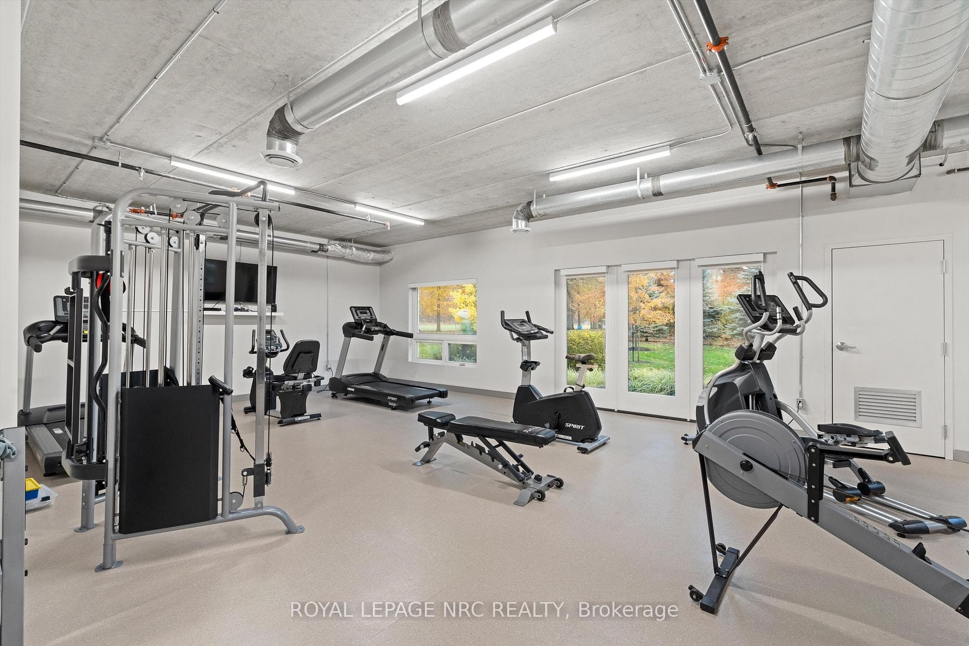 Well equipped exercise room on main level.