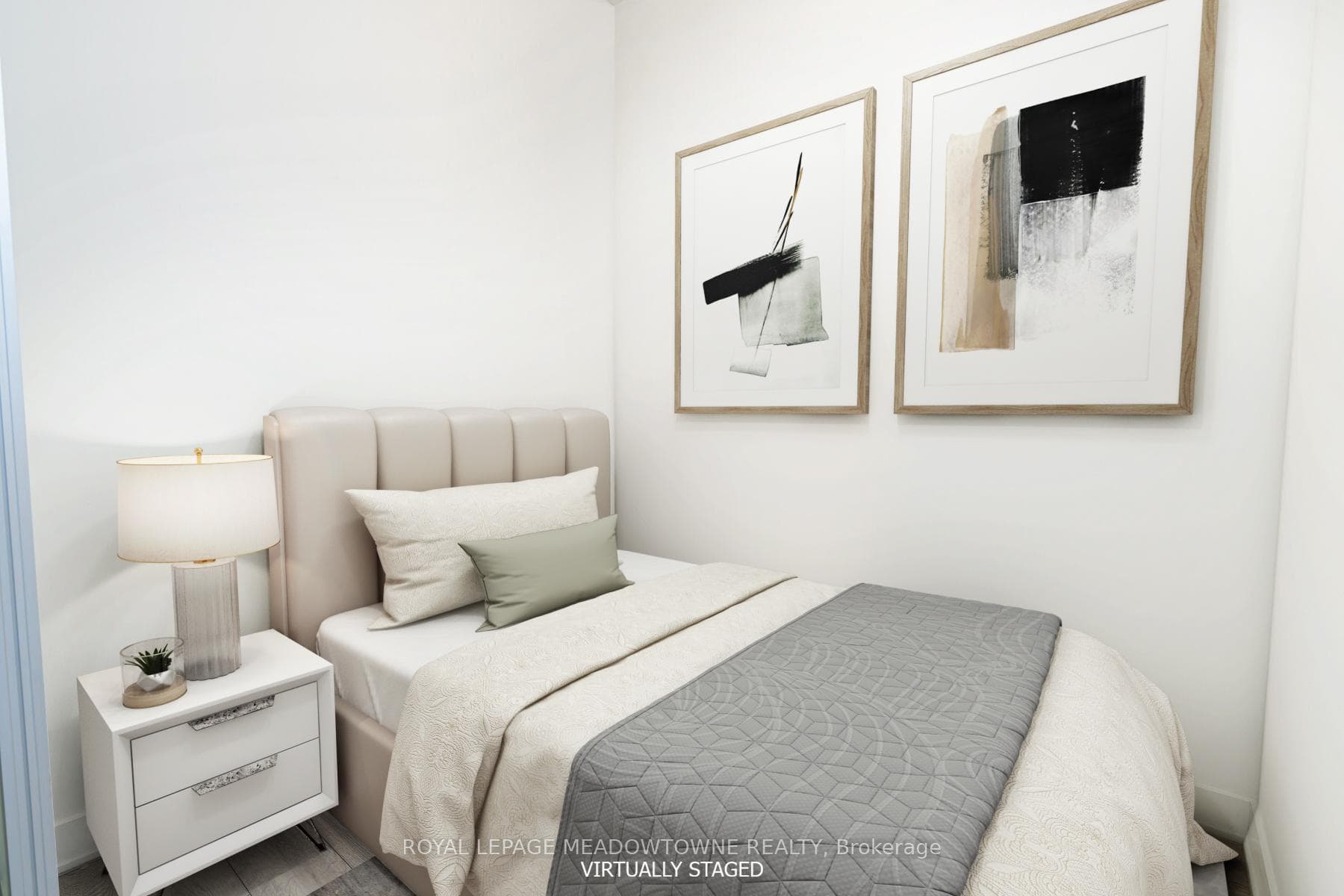 Virtually staged den