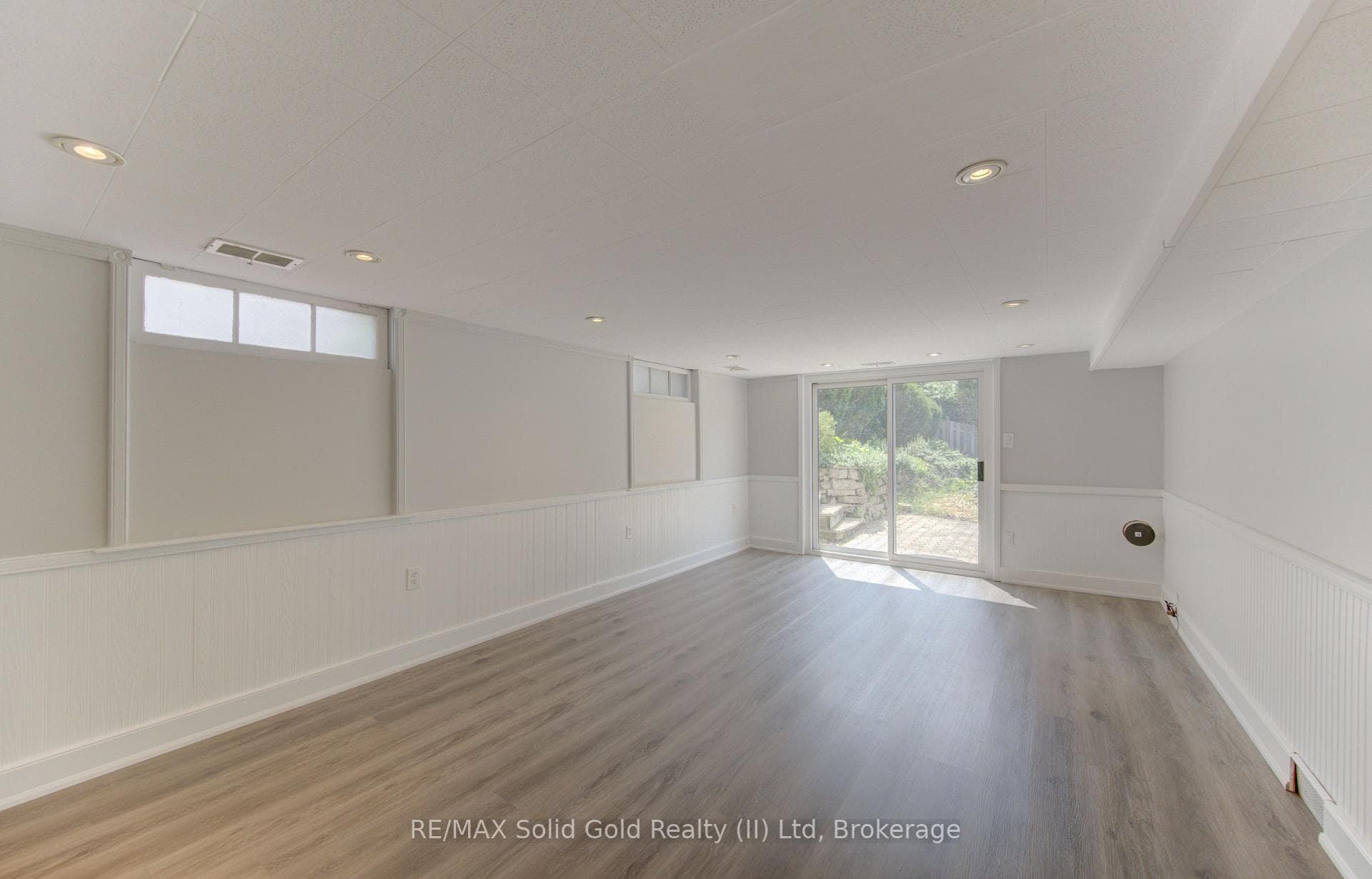 Rec room with sliding doors to patio