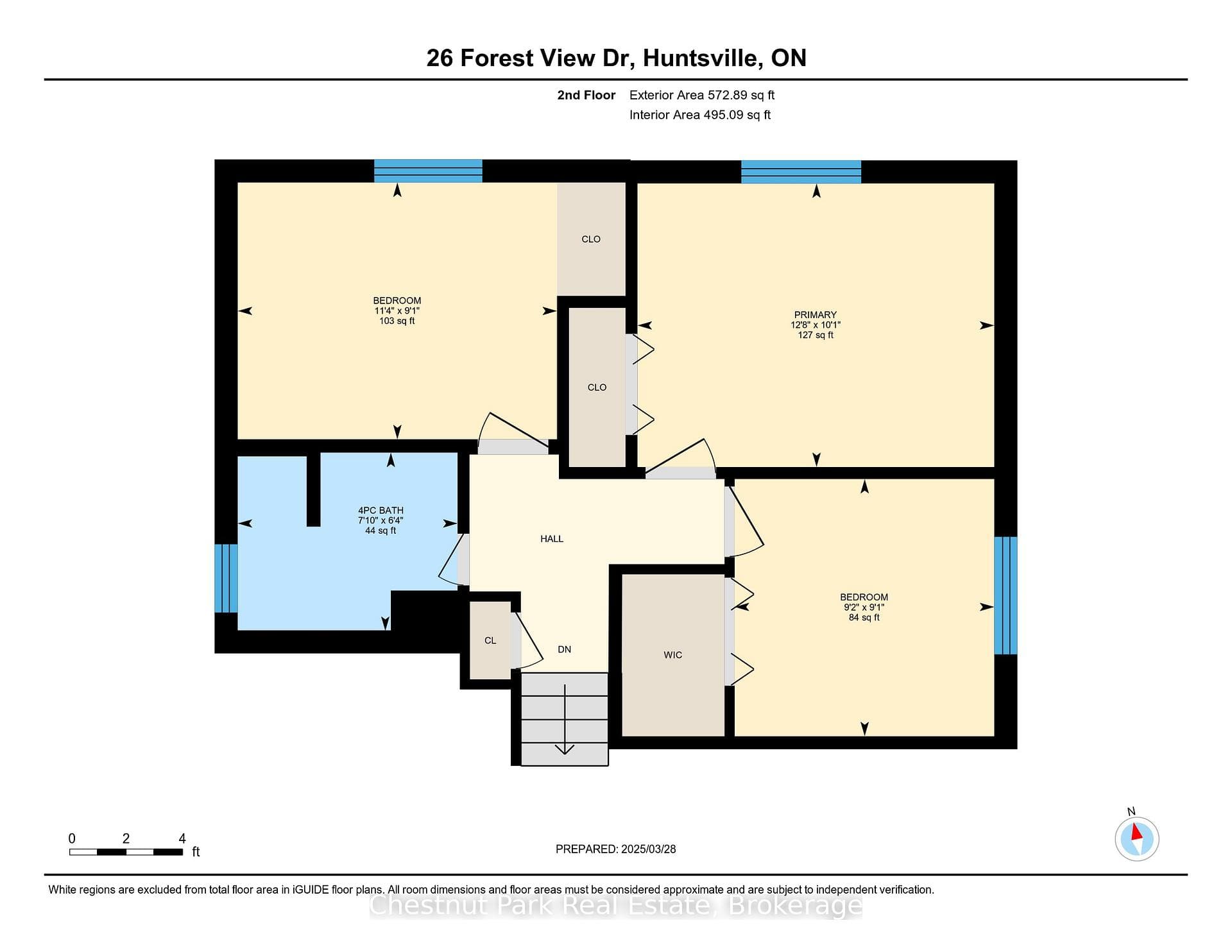 Upper Level Layout - 3 Bedrooms & 1 4-pc Bathroom