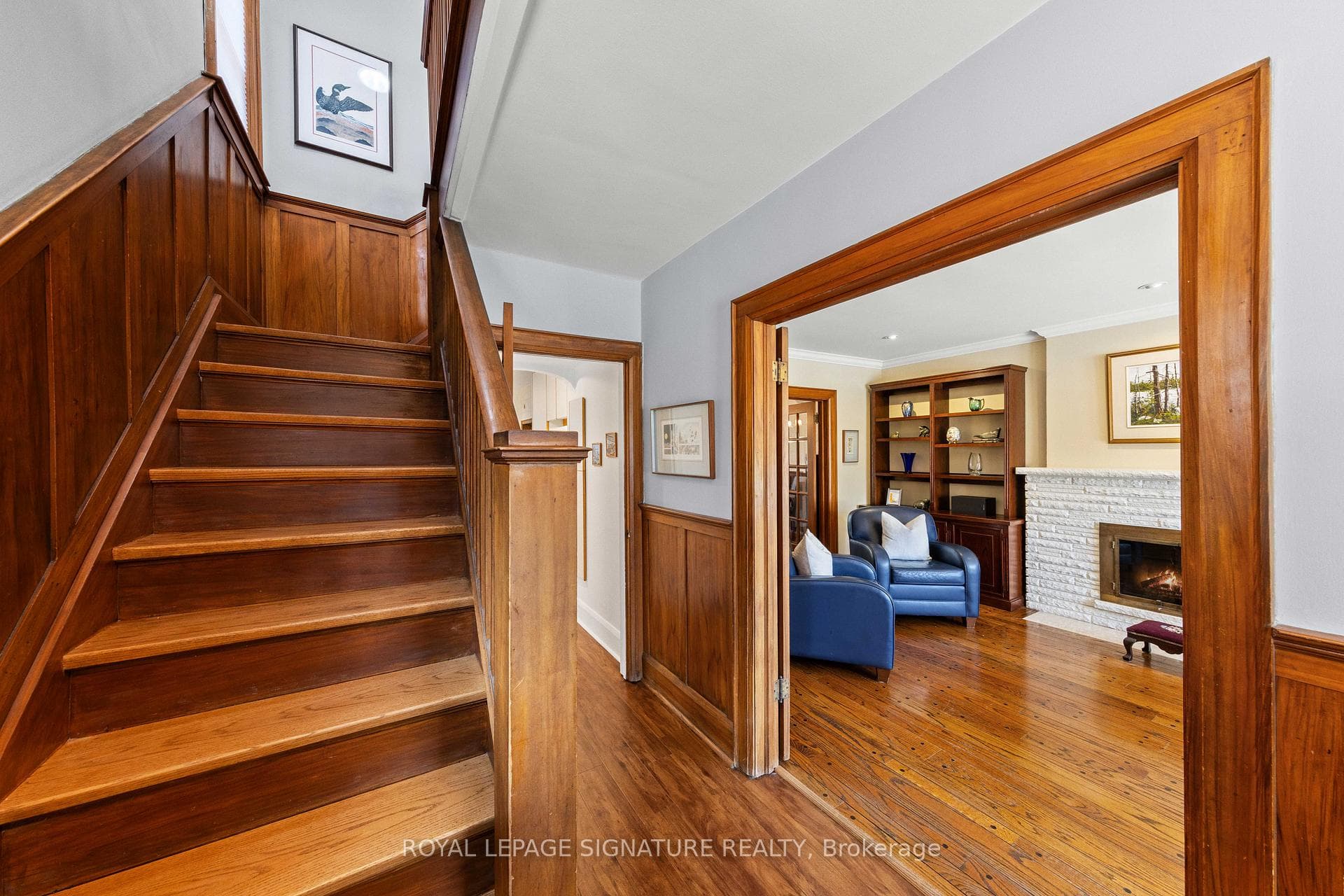 Entry to living room and stairs to second level