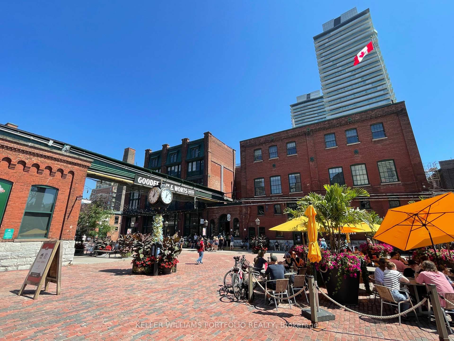 Distillery District is a 5-minute walk away