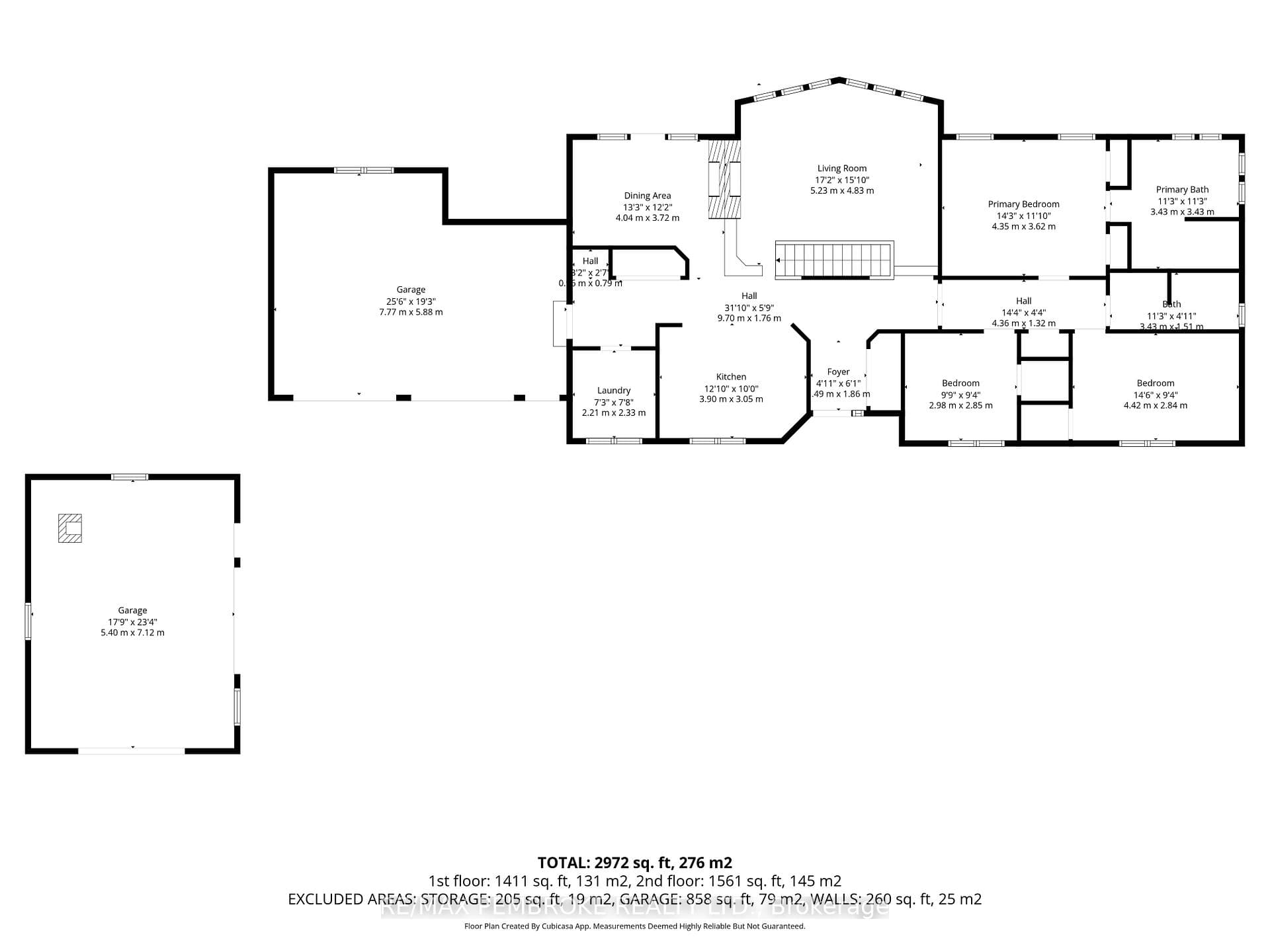 Floor plan with attached and detached garages