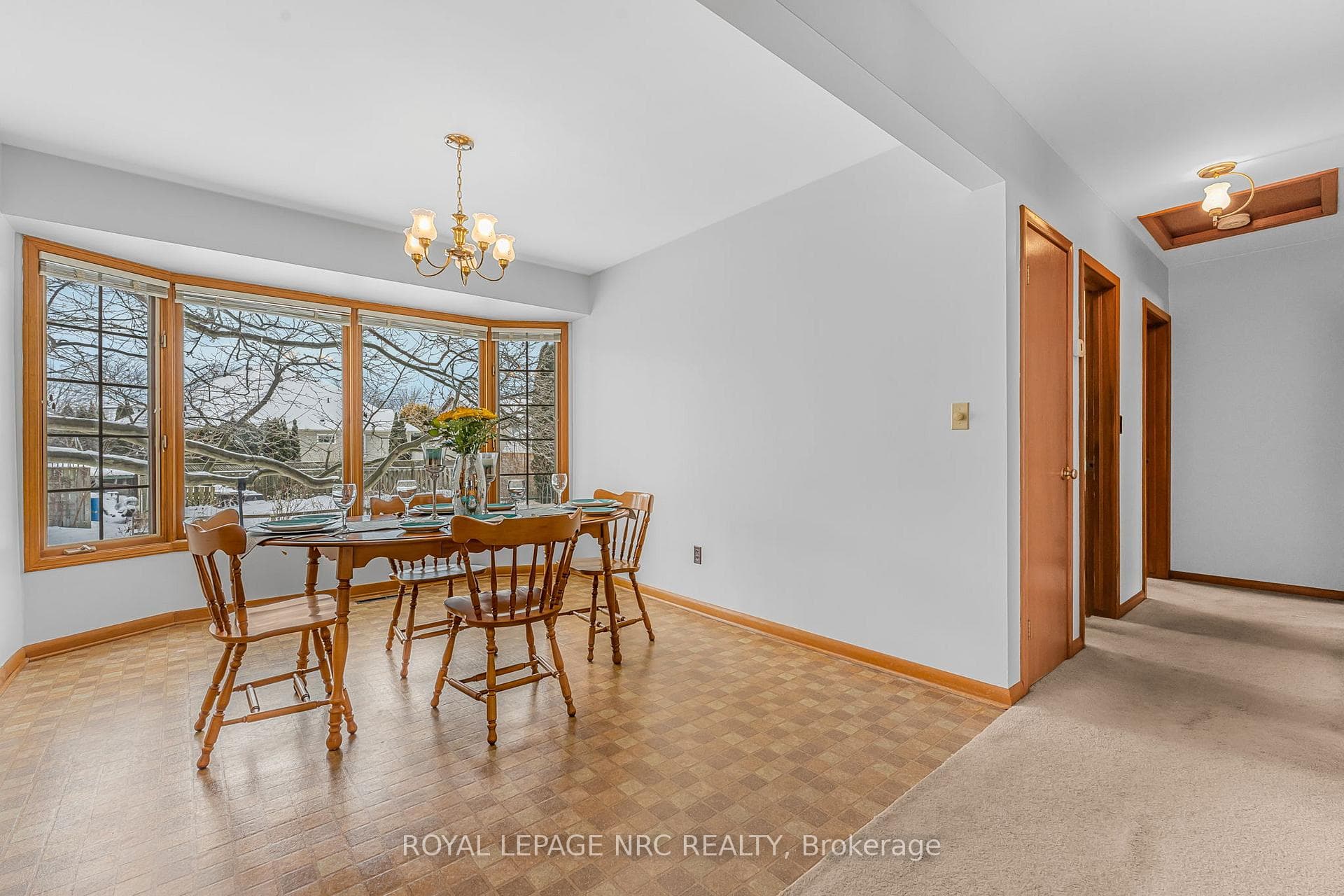 Dining room and hall leading to bedrooms.