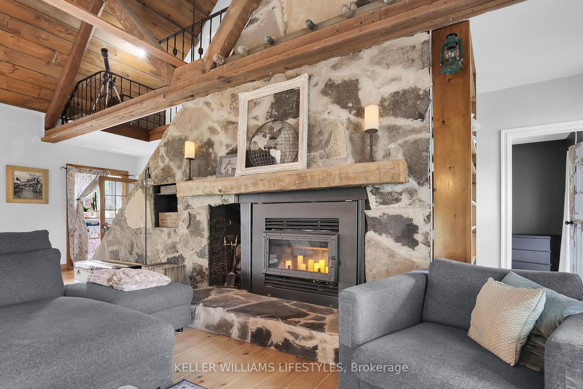 Wood burning fireplace