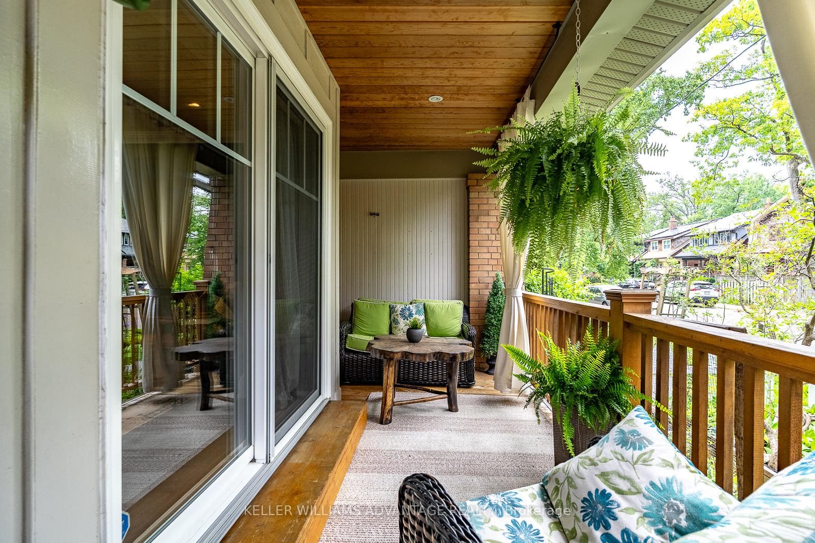 Living room walk out to covered patio