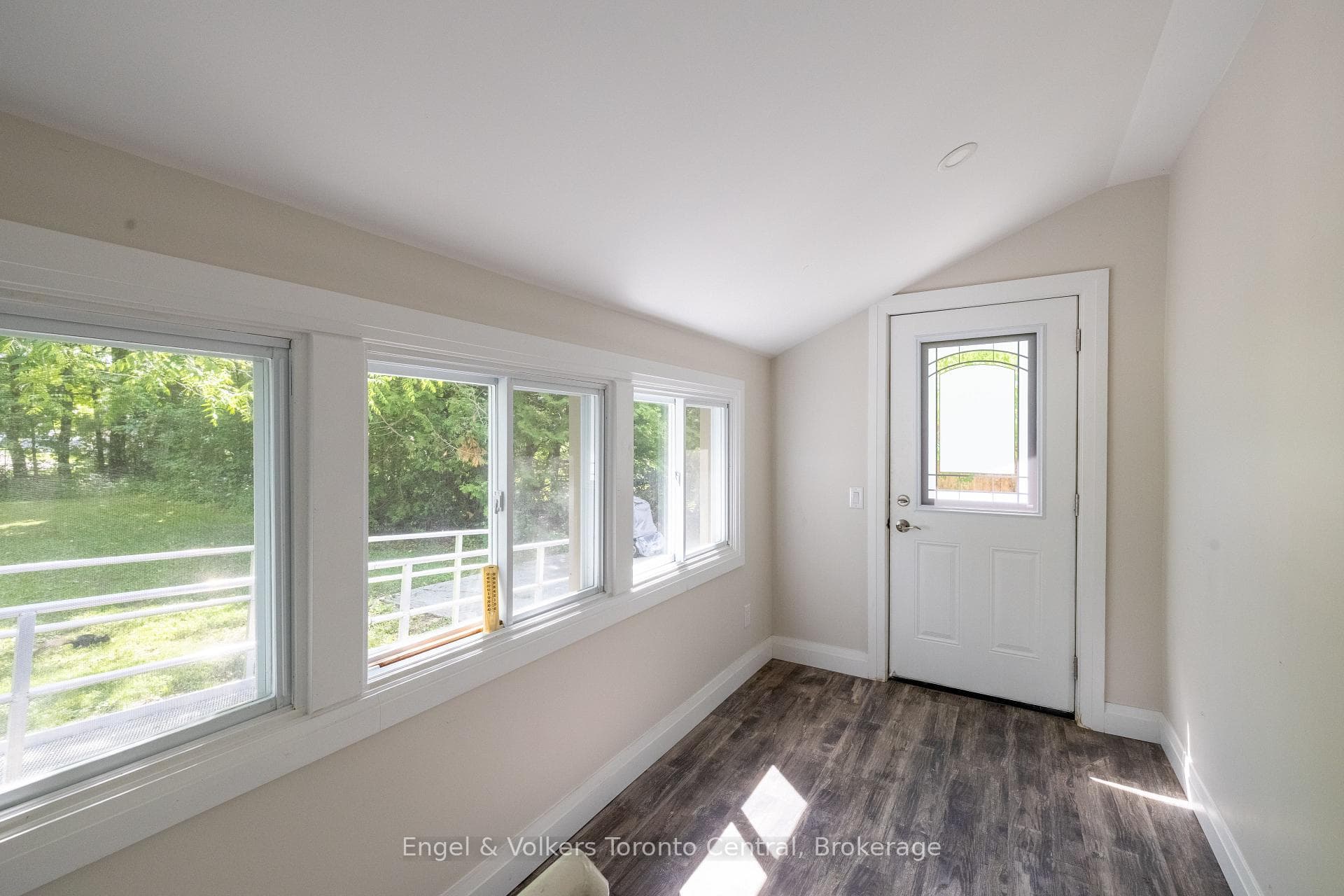 Mudroom with door to backyard