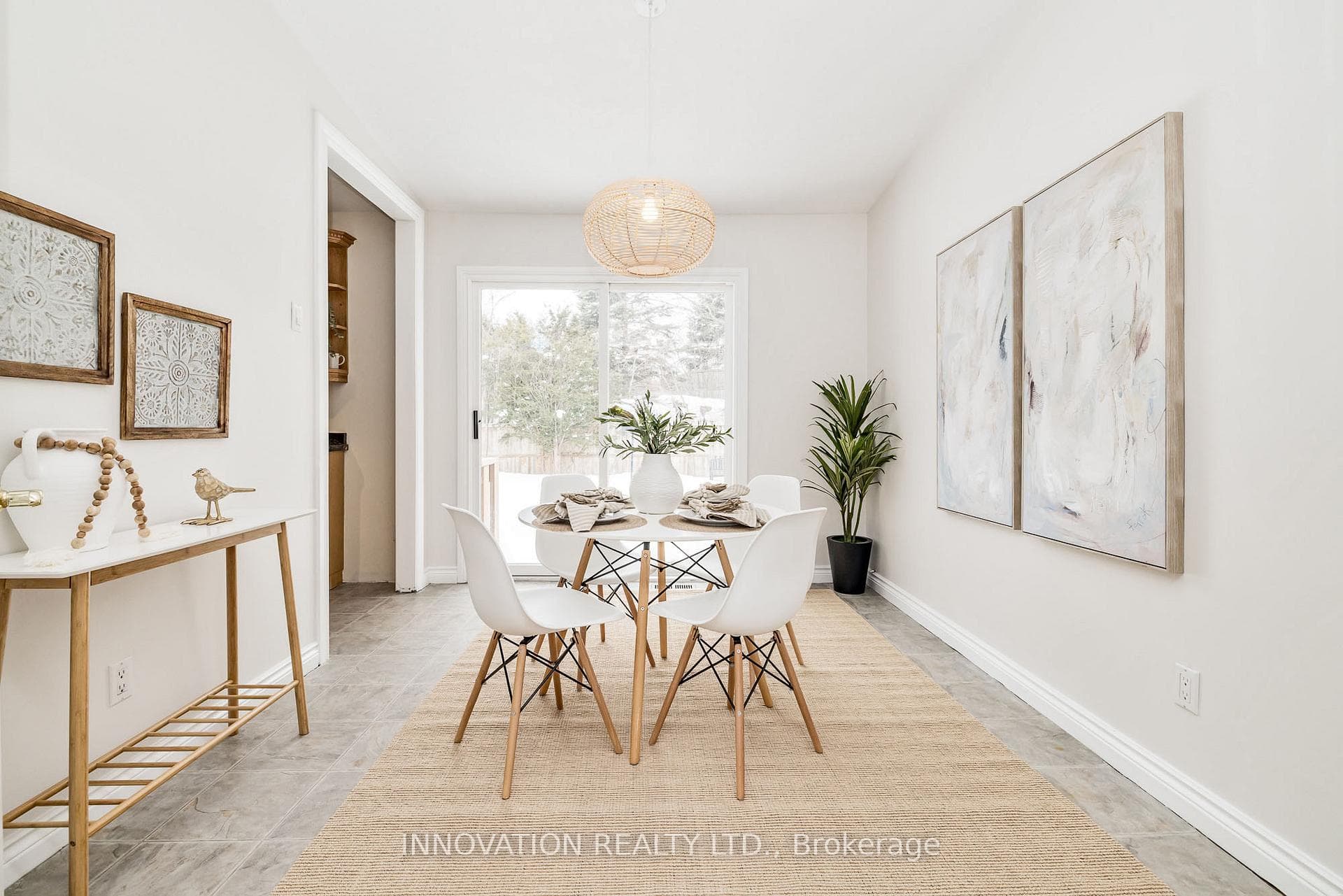 Dining with patio door to rear yard and pool
