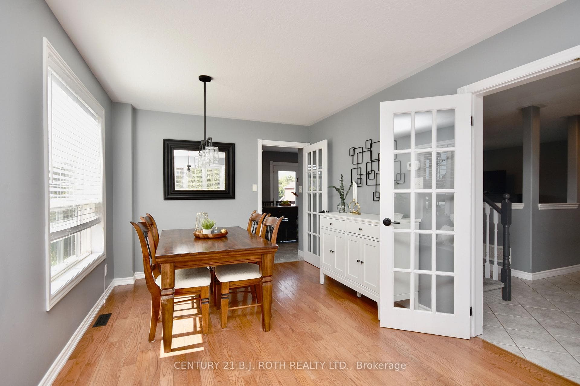 Dining room with beautiful hardwood!