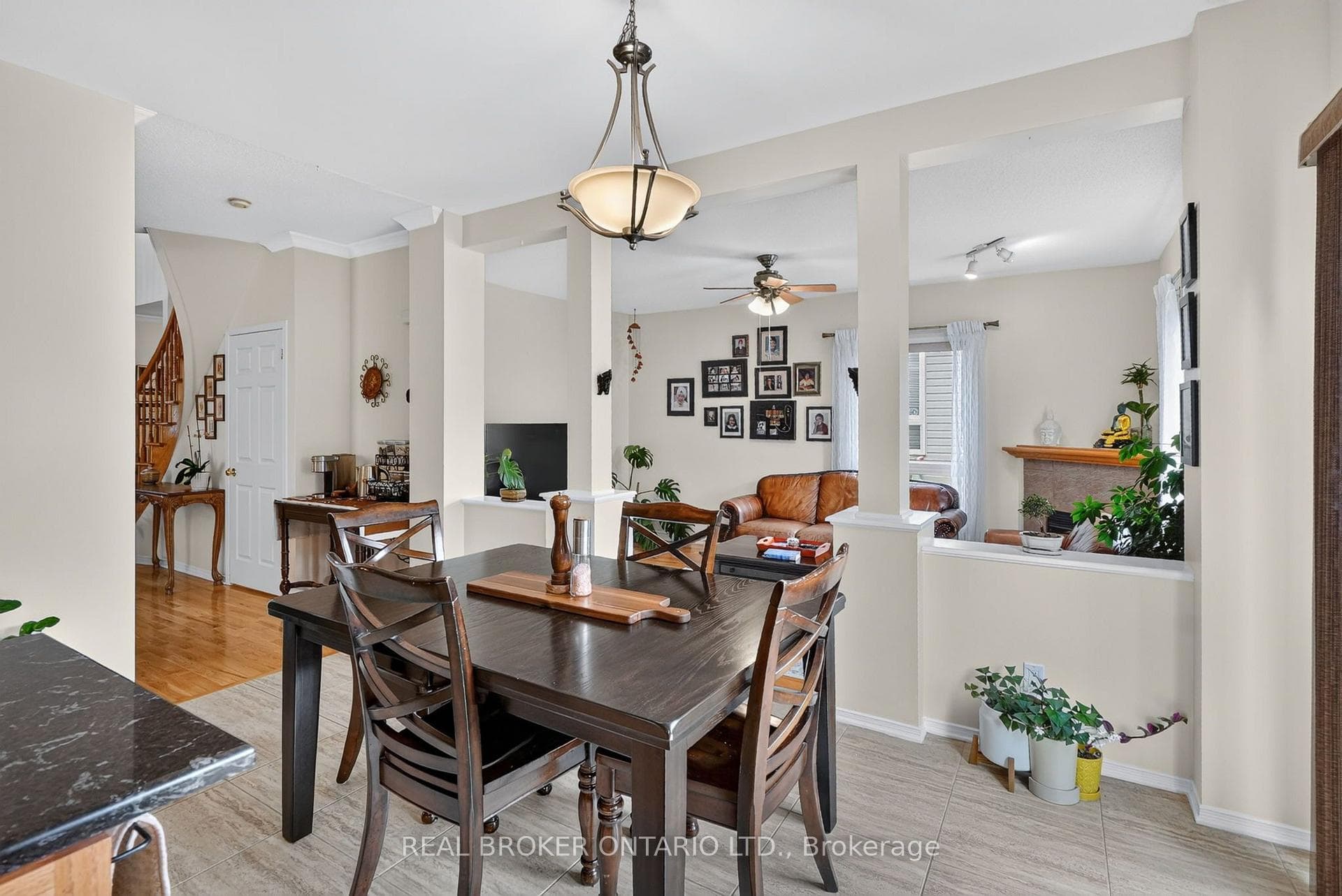 Kitchen/eating area overlooks family room