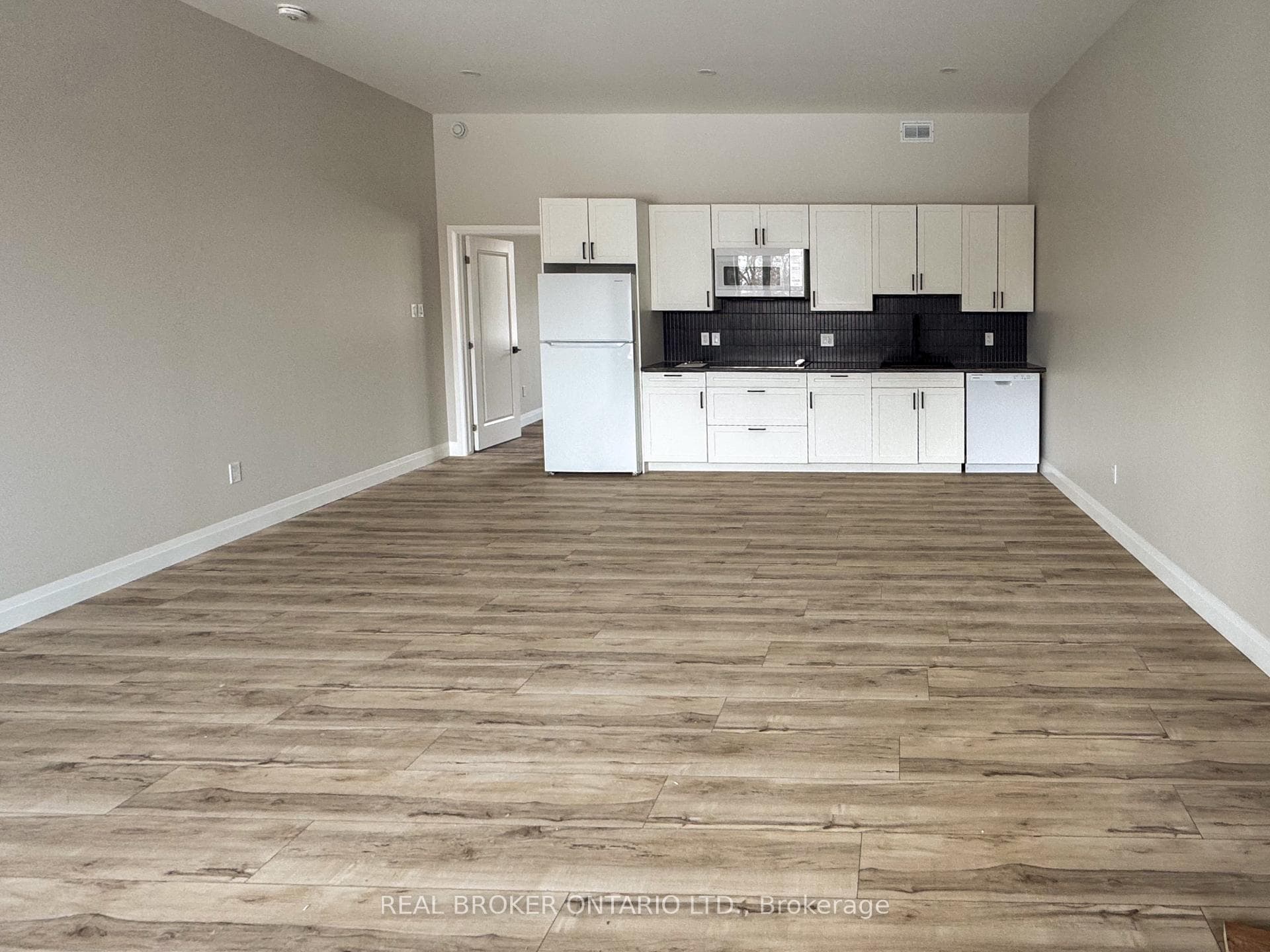 spacious kitchen and living area
