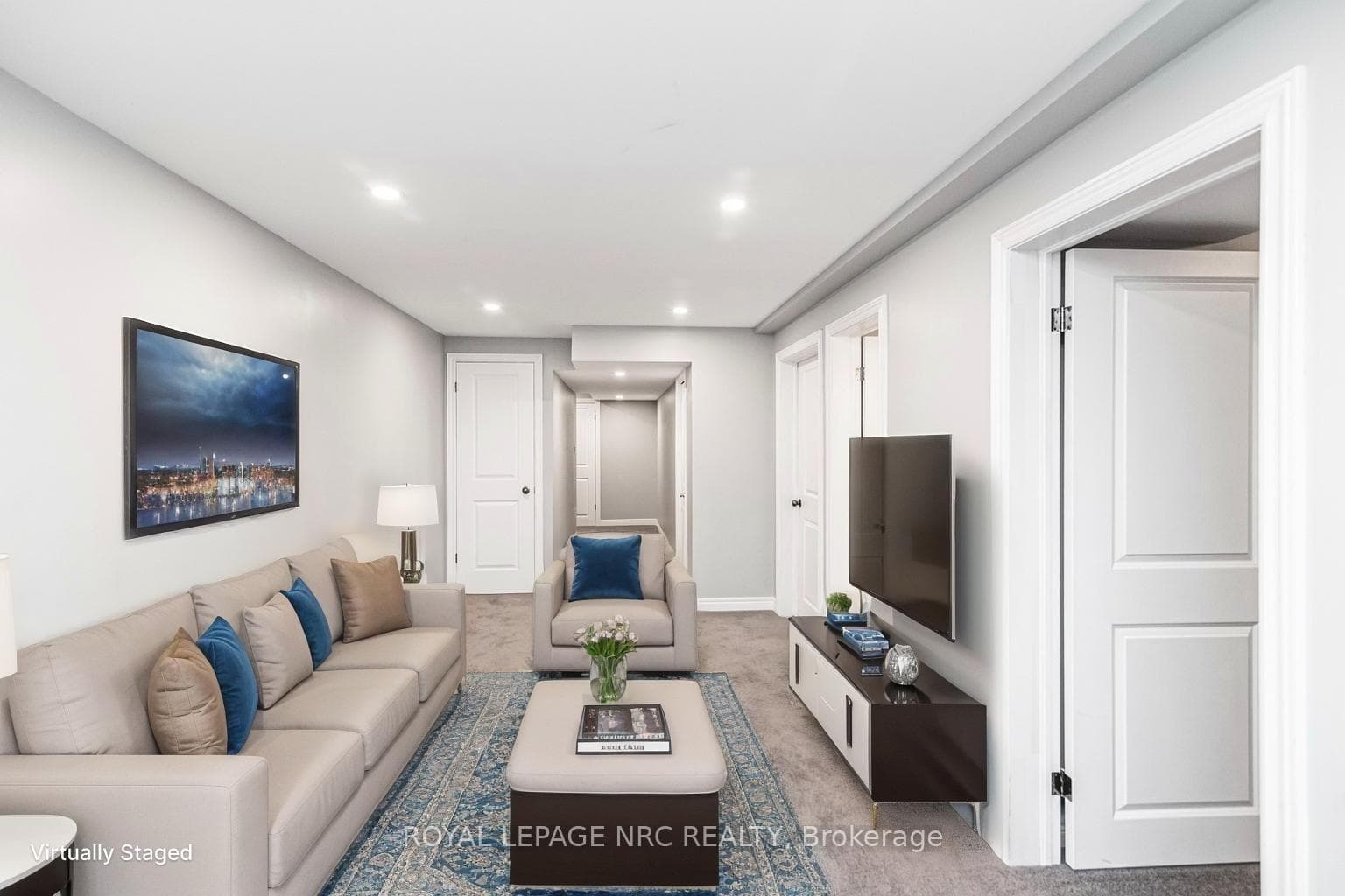 Virtually staged family room
