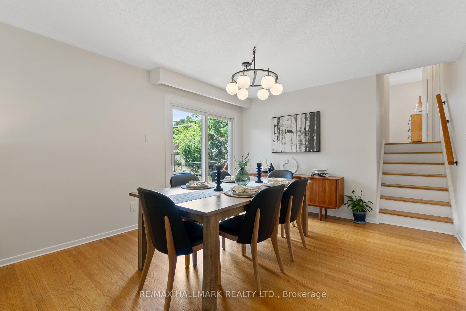 large dining room with walkout to deck