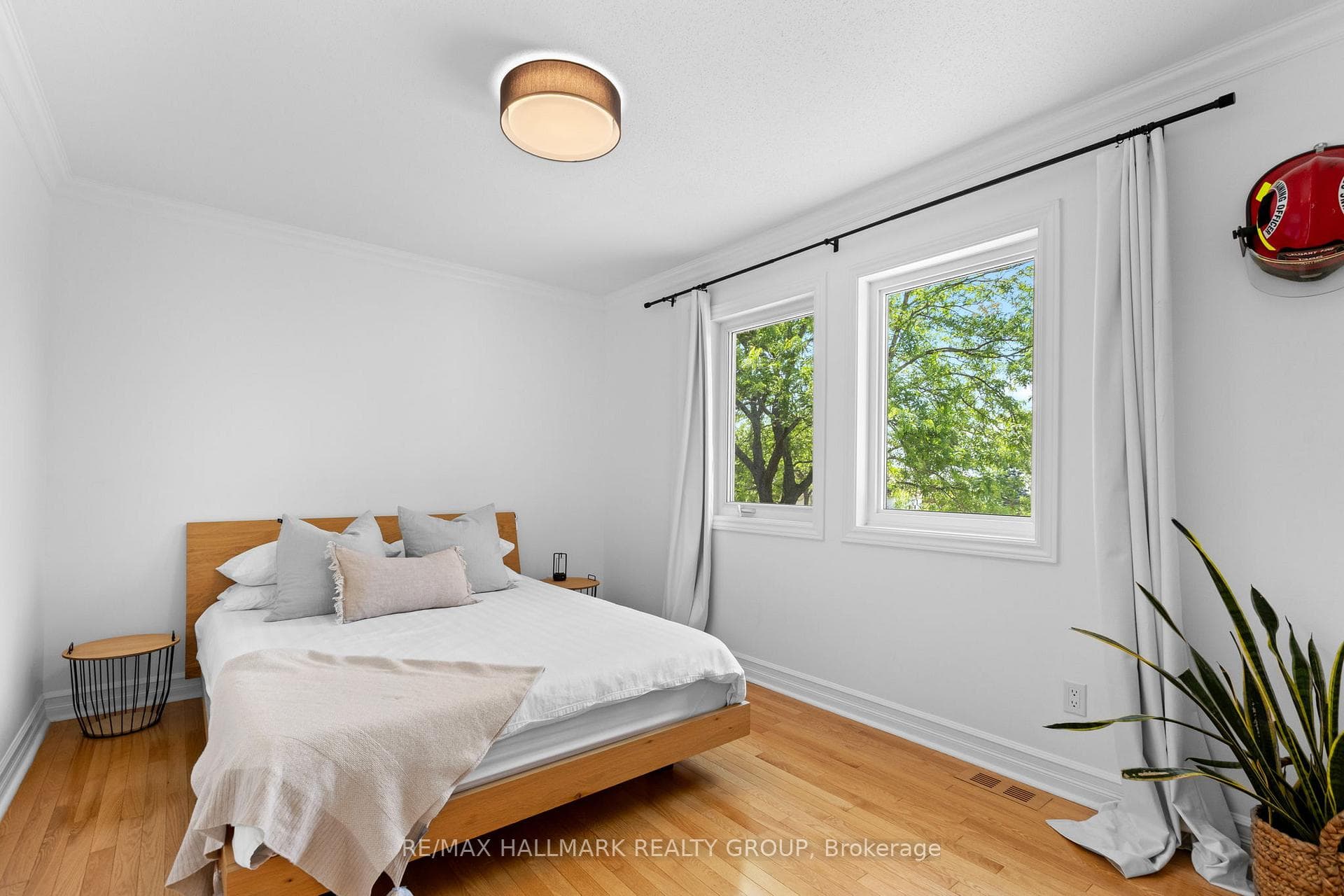 Spacious bedroom with bright windows