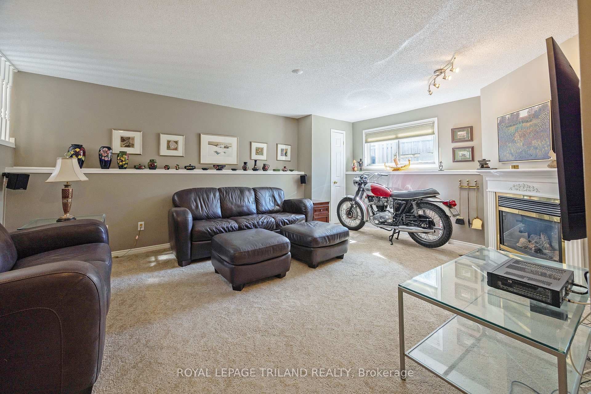Lower family room with above grade windows
