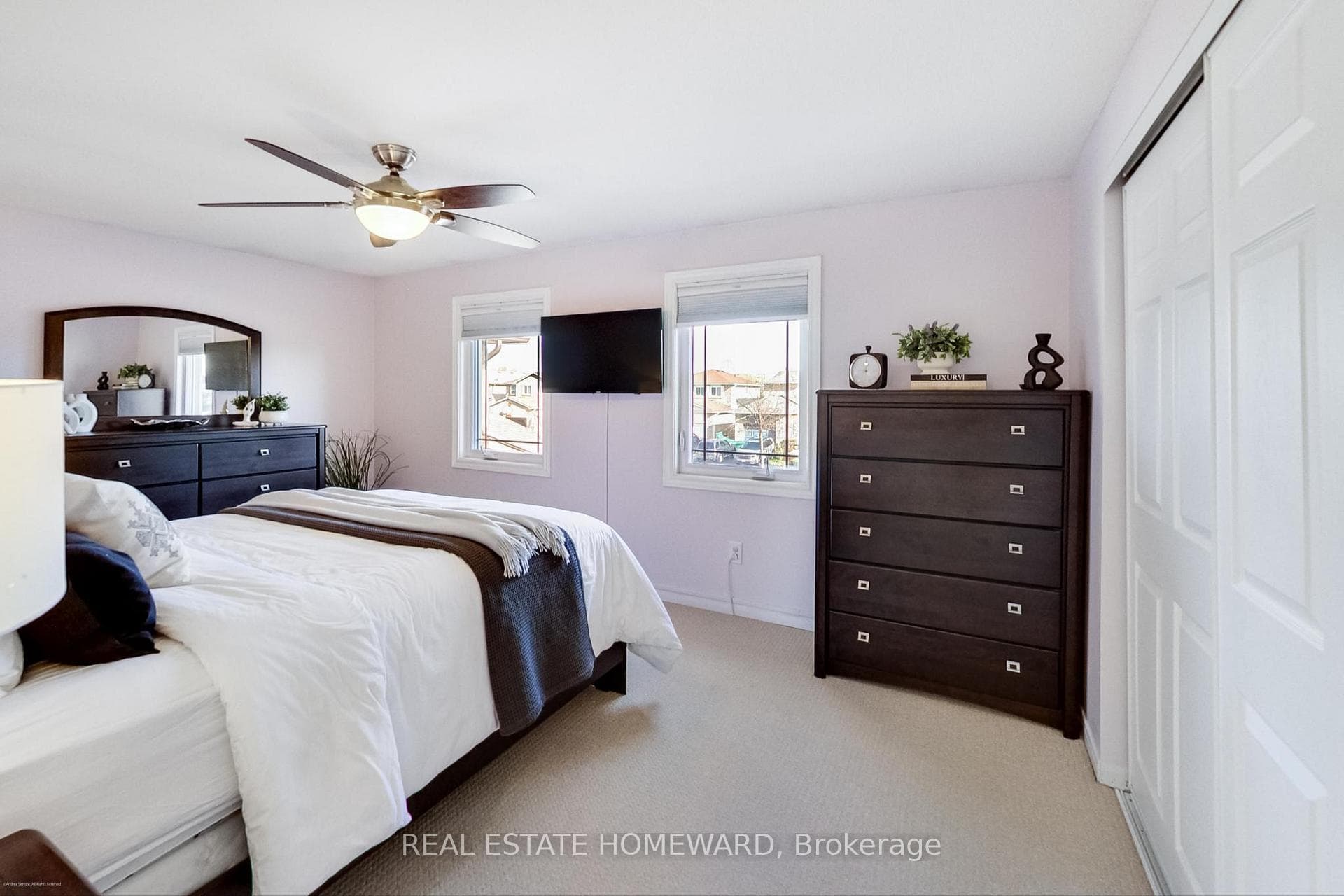 South-facing primary bedroom