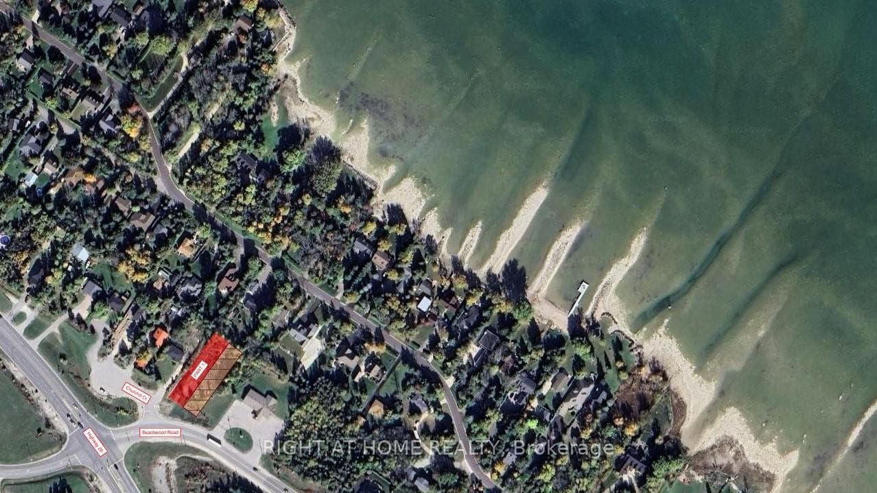 Top view of lot location, roads and Georgian Bay