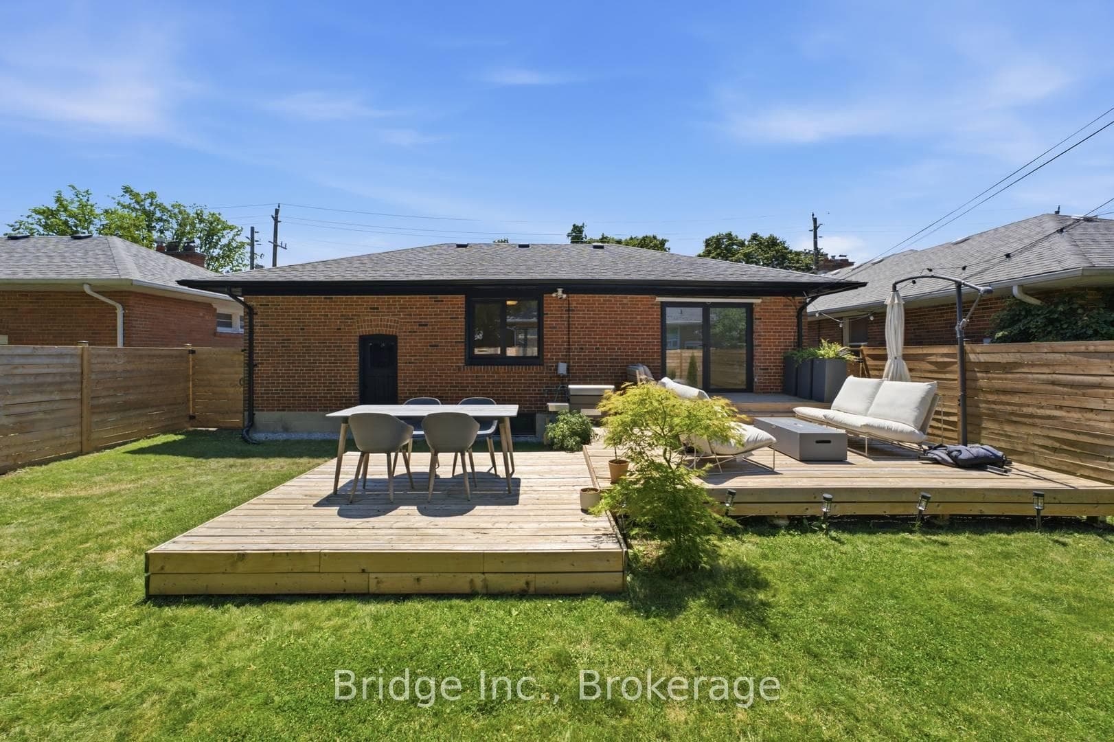 Backyard with triple deck