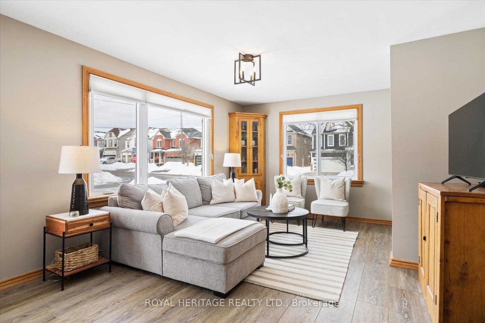 Living Room with picture windows & LVP flooring