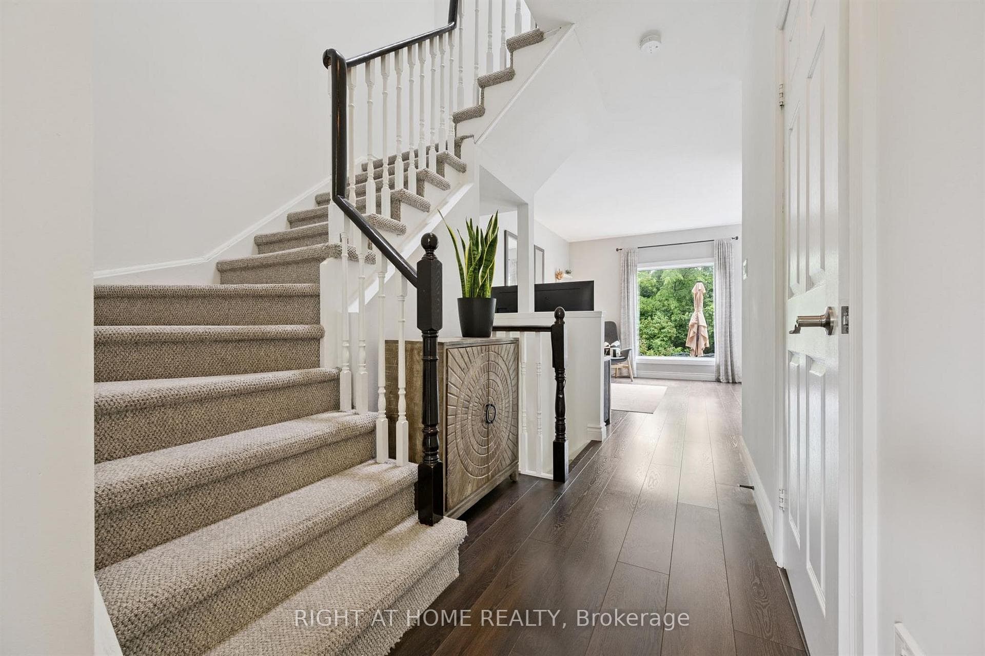 Welcoming flow from foyer to living space.