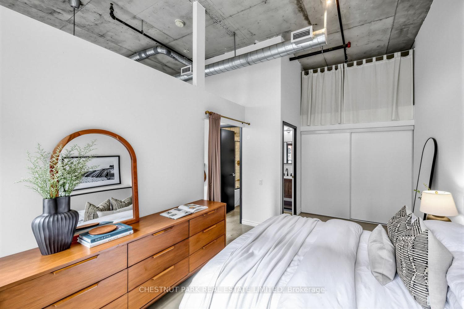 Lofted storage above closet