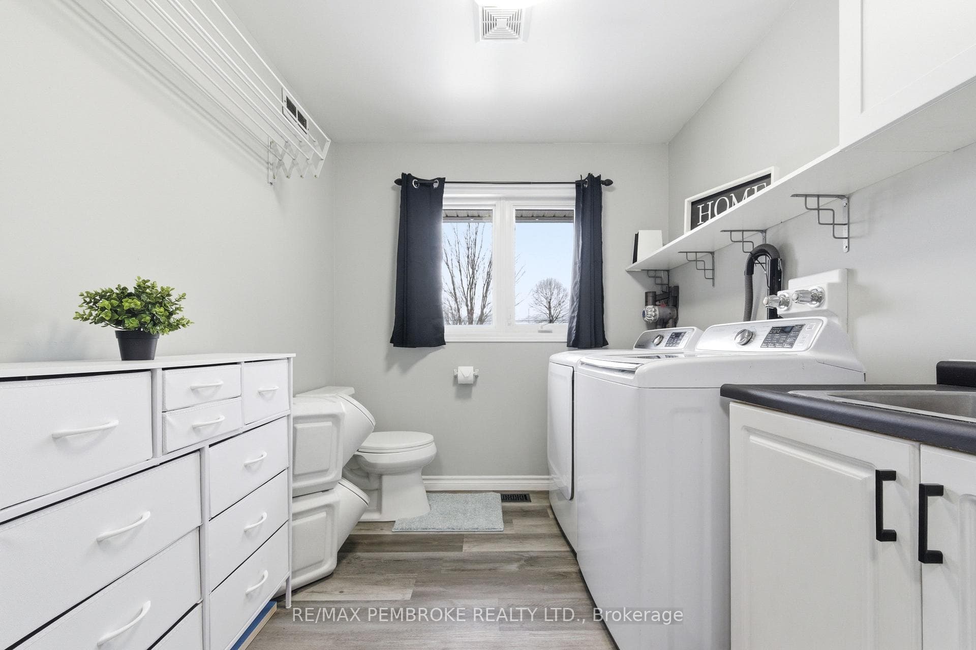 laundry area and powder room