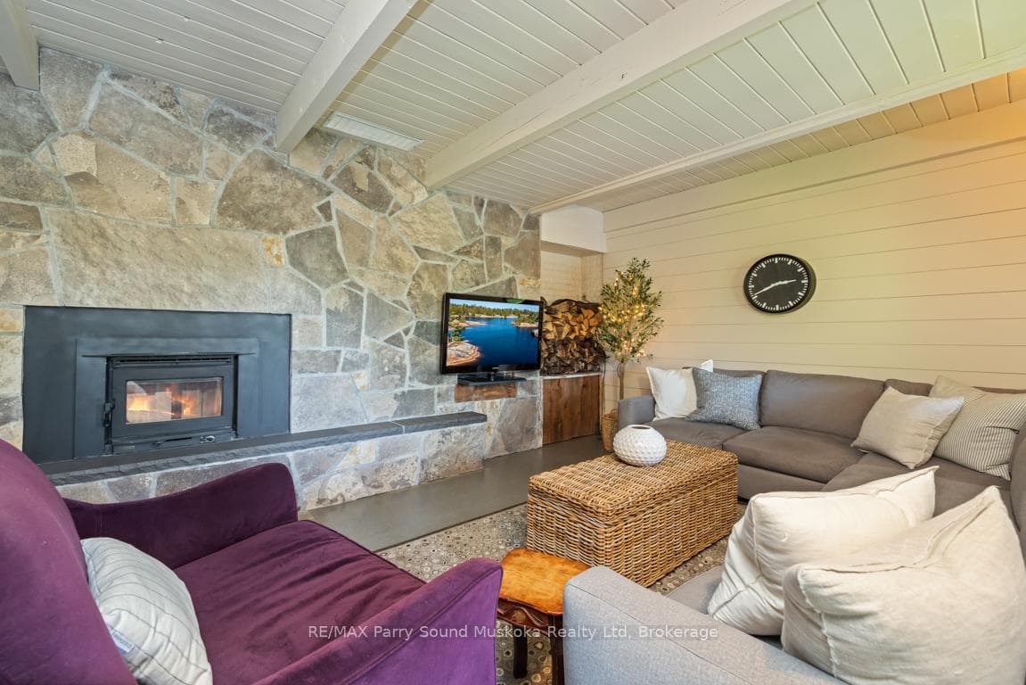 Stunning flagstone fireplace