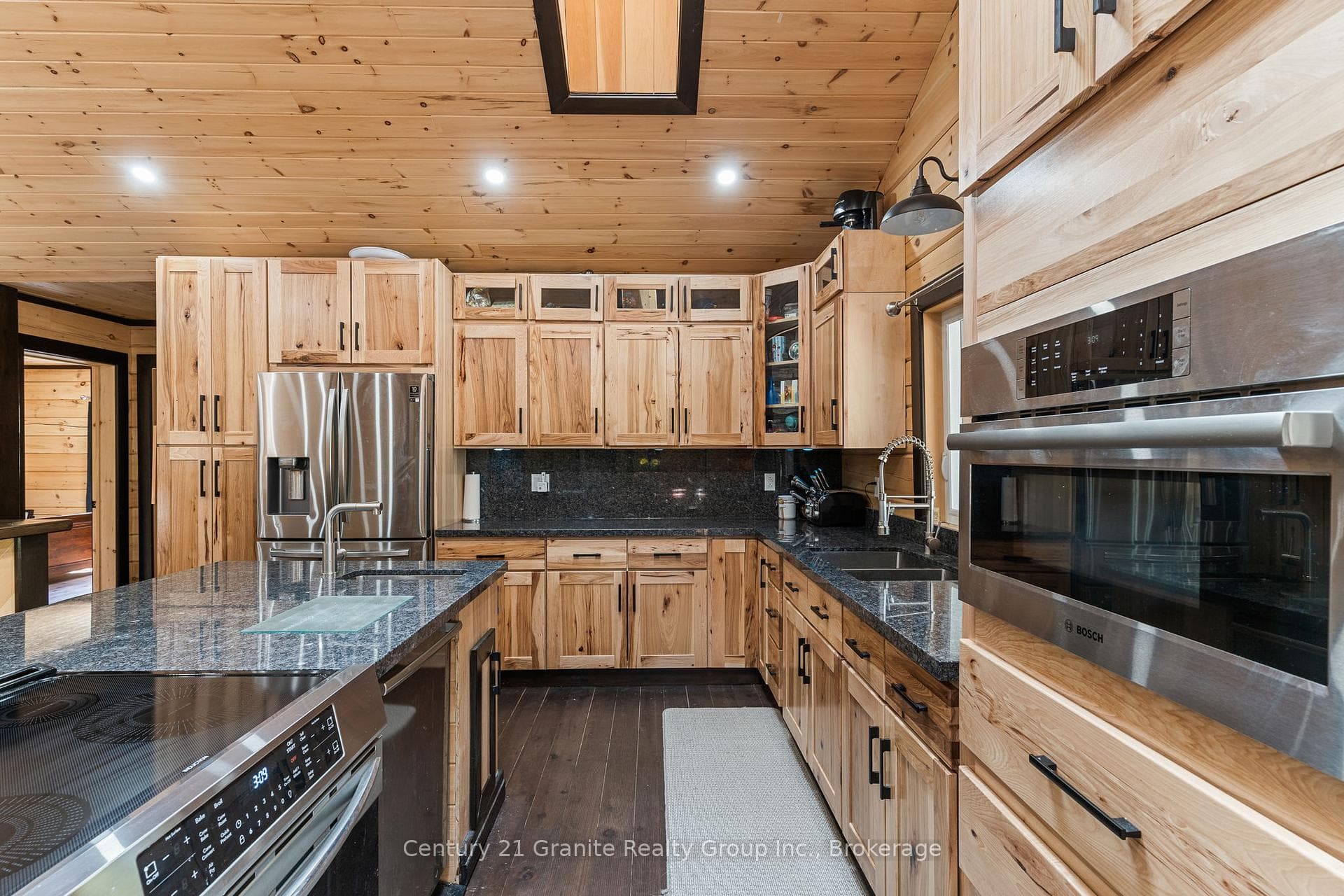Custom American Hickory Cabinets and Large Island