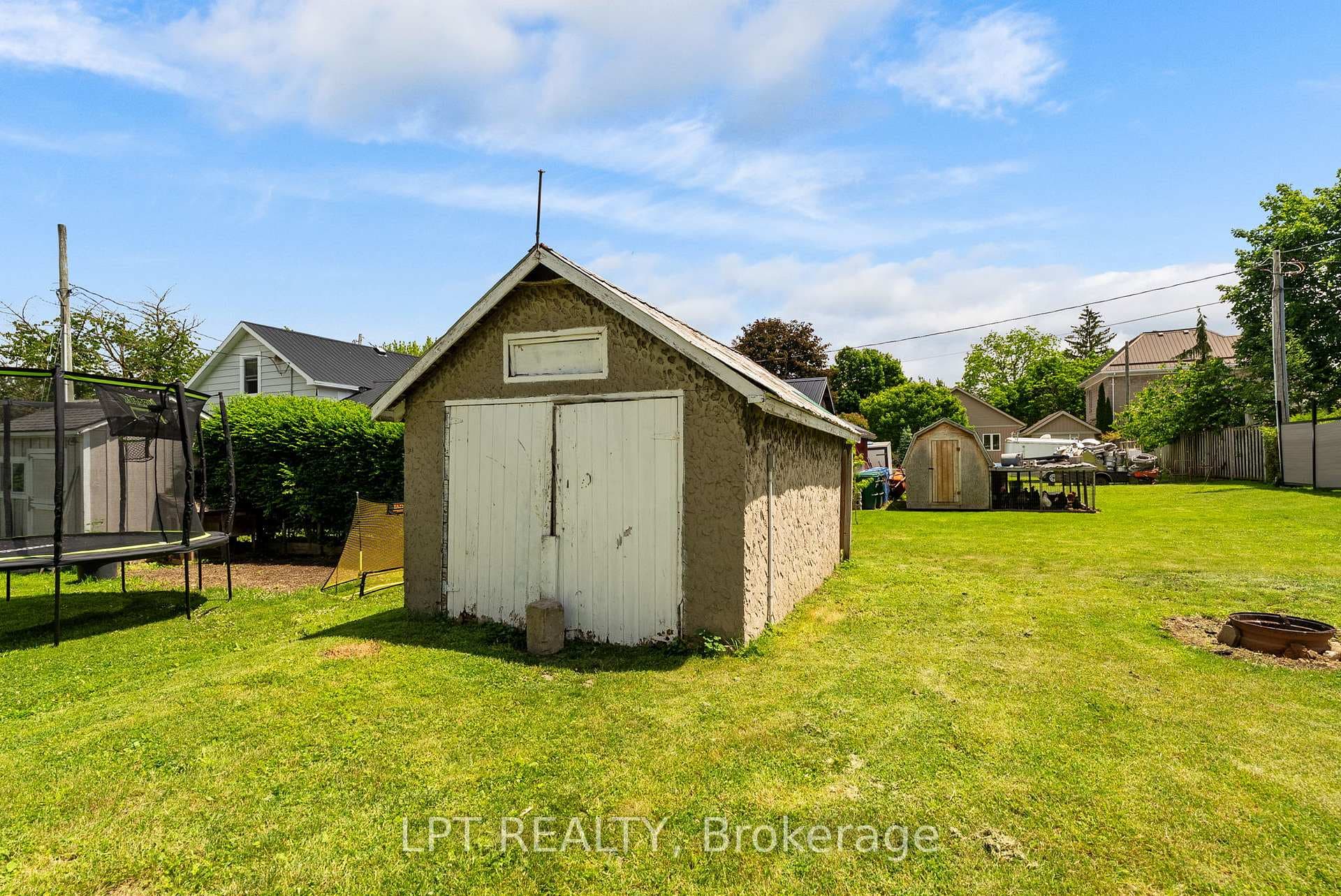 Garden shed for storage.