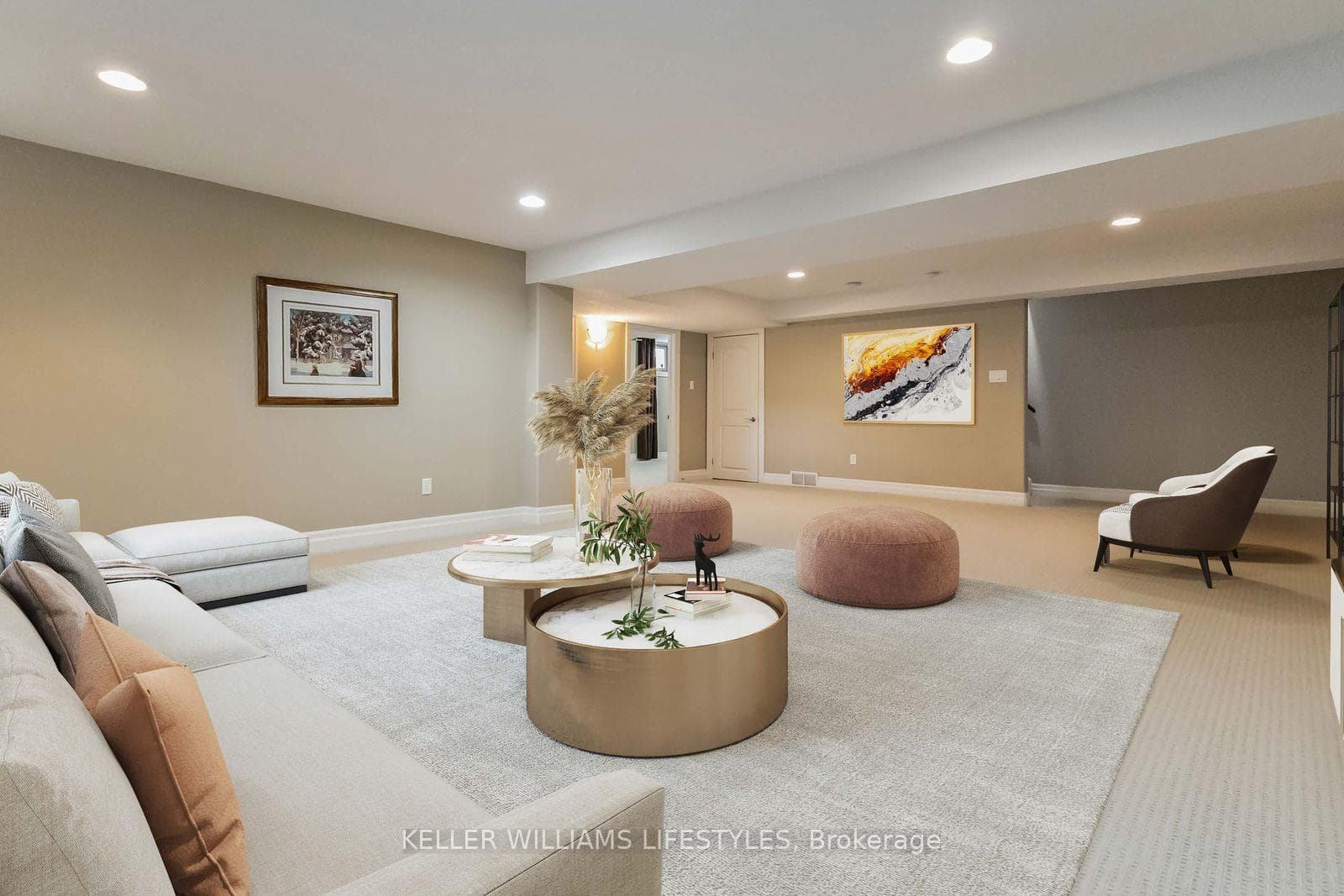Virtually Staged Lower Family Room