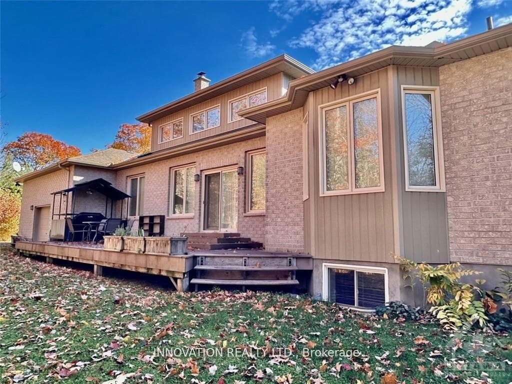 Large back deck in private backyard
