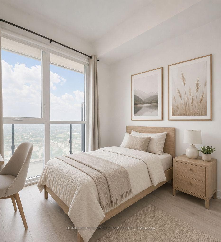 Virtually staged with bed