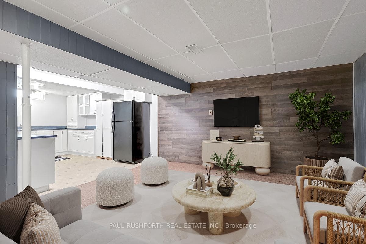 Virtually Staged-Basement Rec Room
