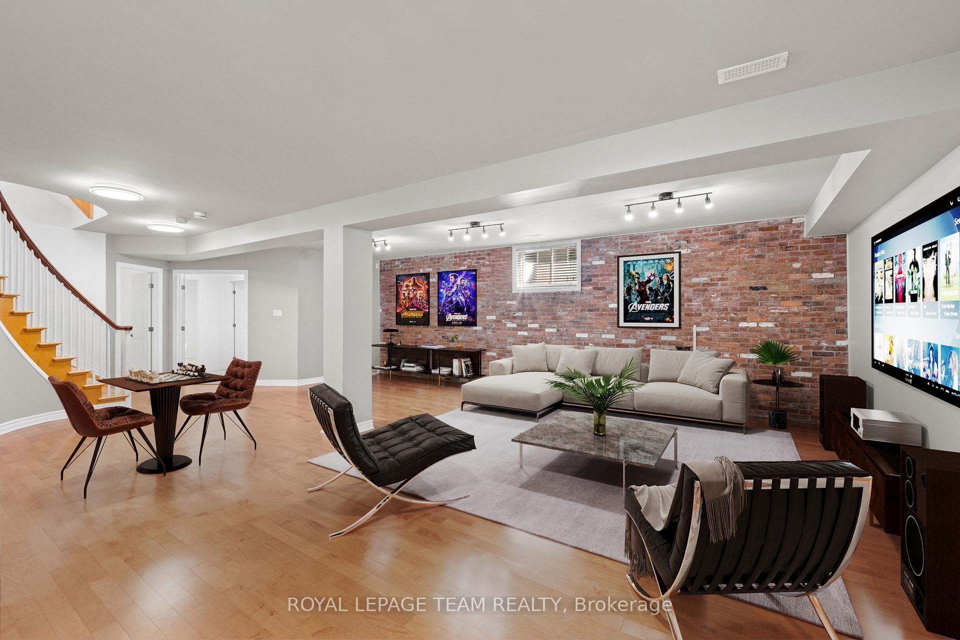 This rec room has been virtually staged