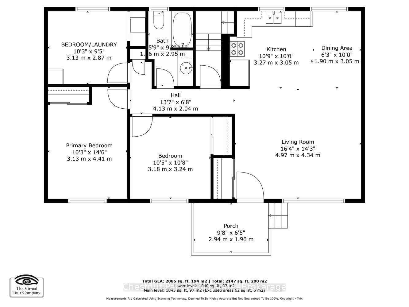 Floor Plan Main Level 3 bed 1 bath
