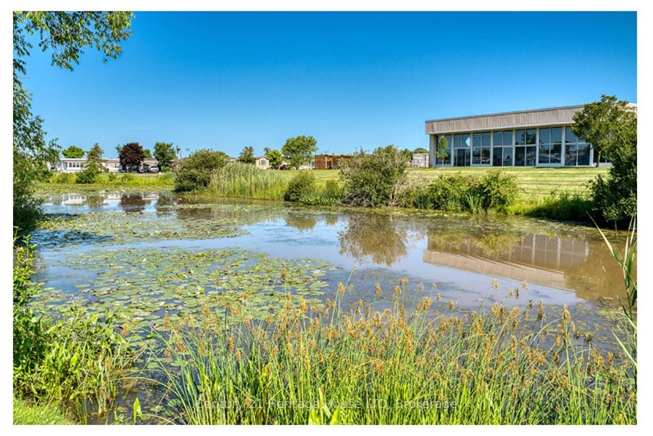 clubhouse overlooking pond