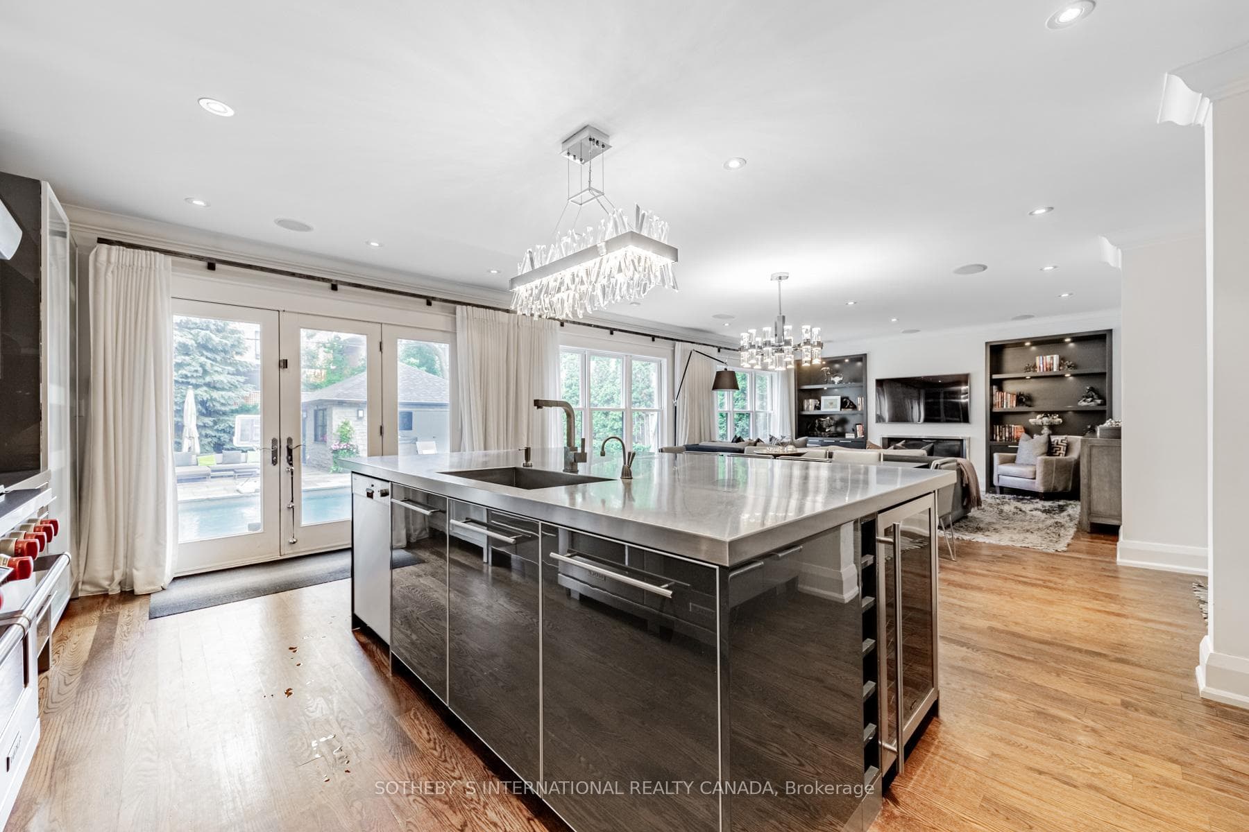 Kitchen with Walk-Out to Pool and Garden.