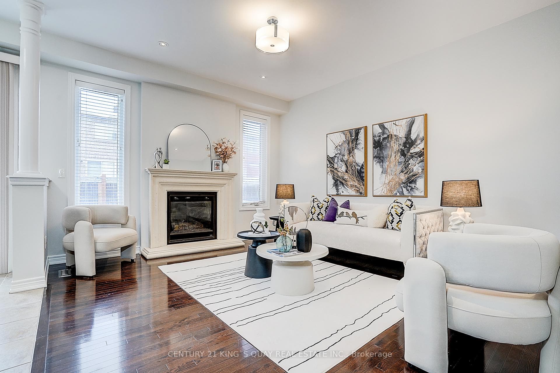 Family Room with fireplace and over look kitchen