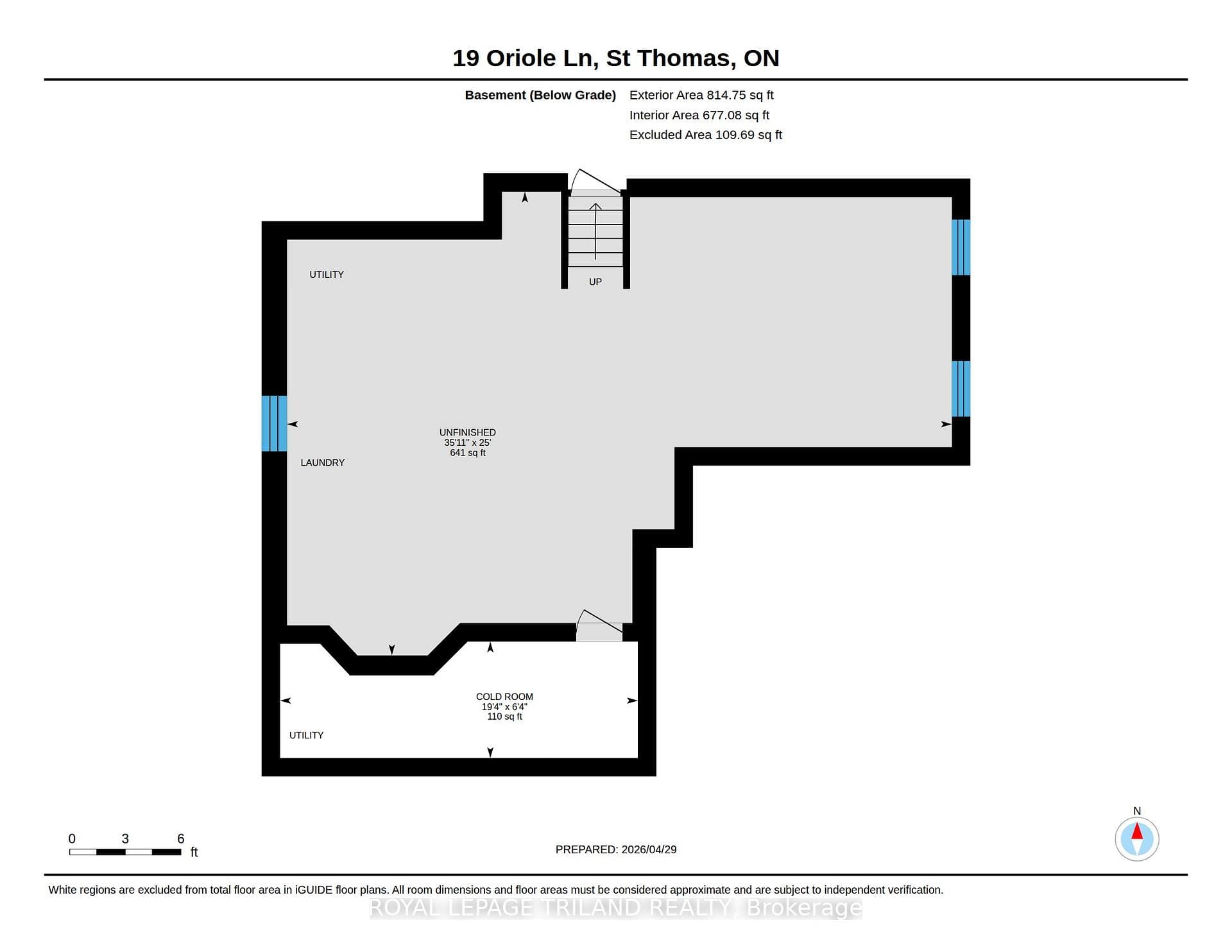 19 ORIOLE LANE, ST. THOMAS - FLOOPLAN BASEMENT