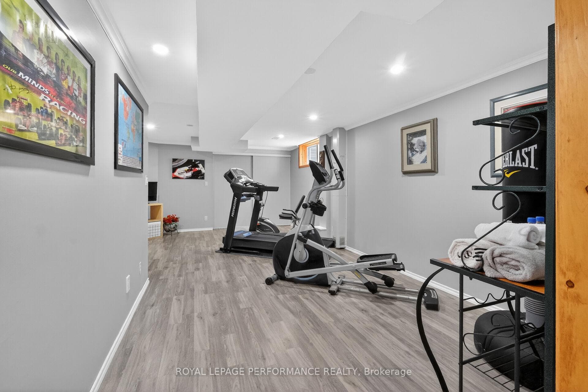 Pot lights make the basement bright and welcoming!