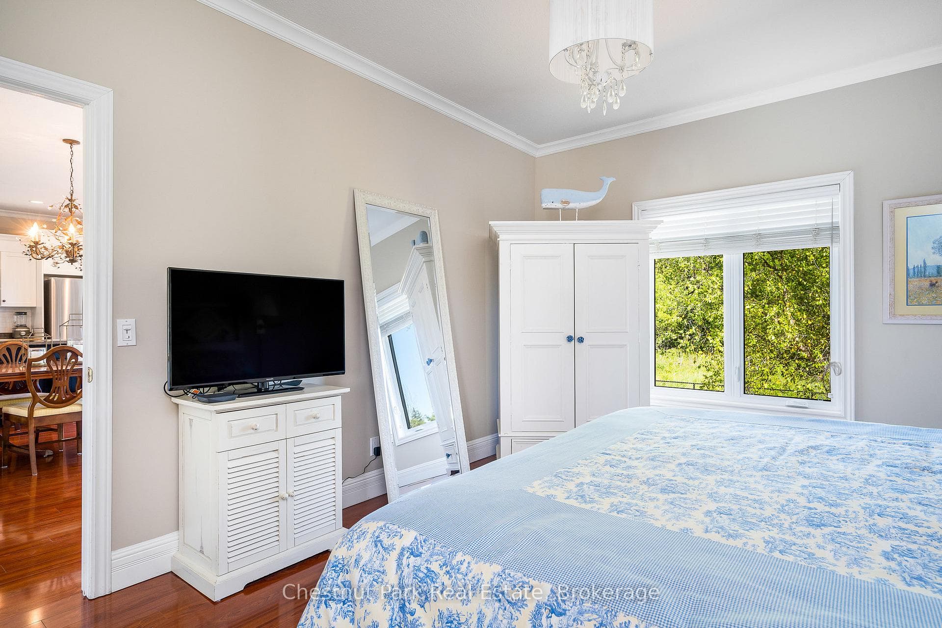 Primary bedroom with views to the back yard