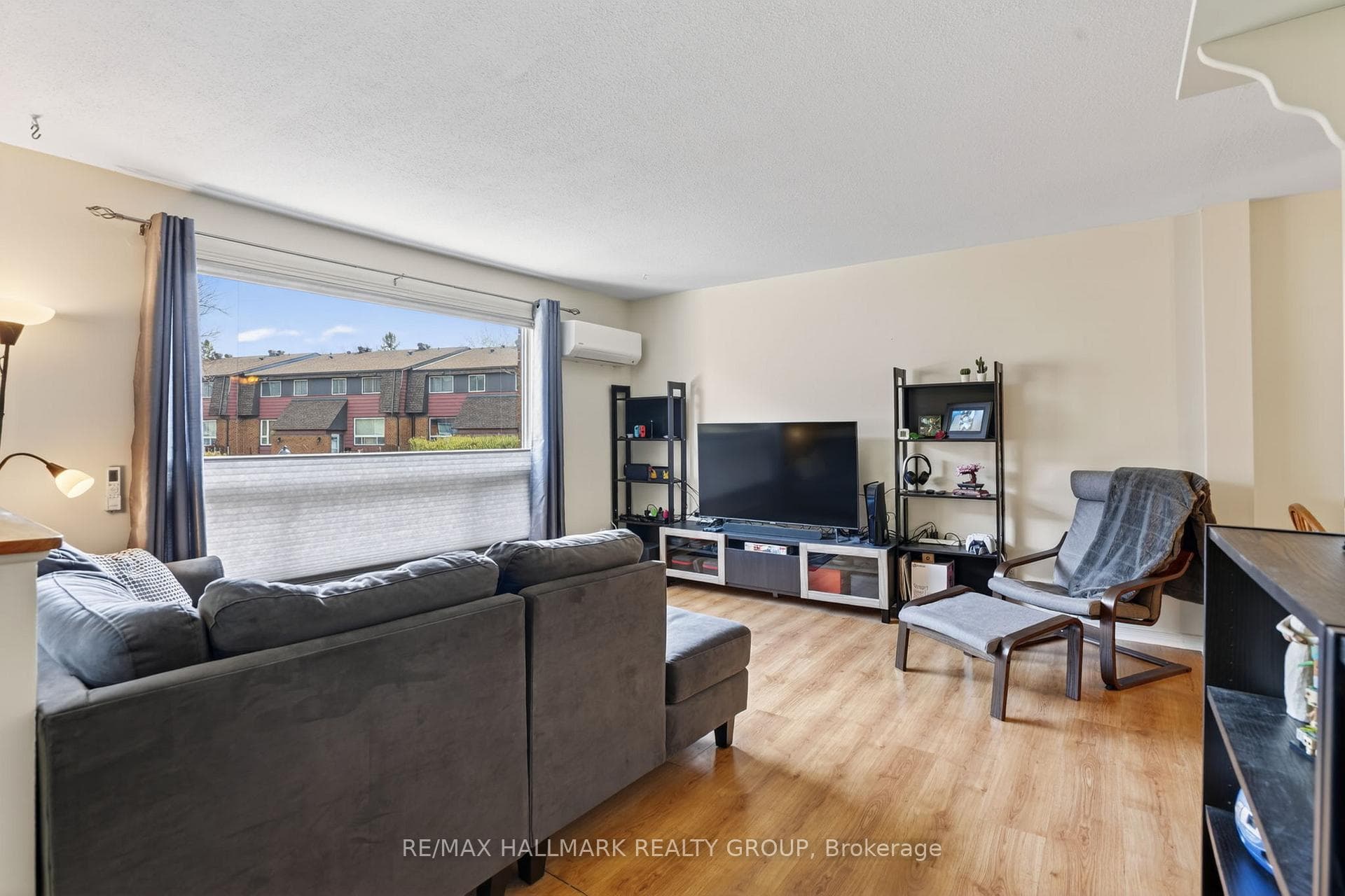 Living room with large south facing windows