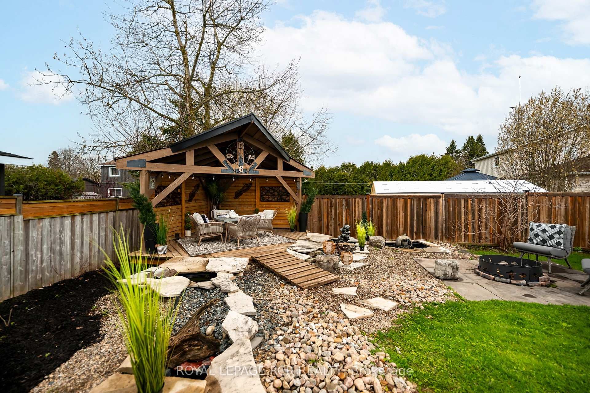 Gazebo with nearby water feature