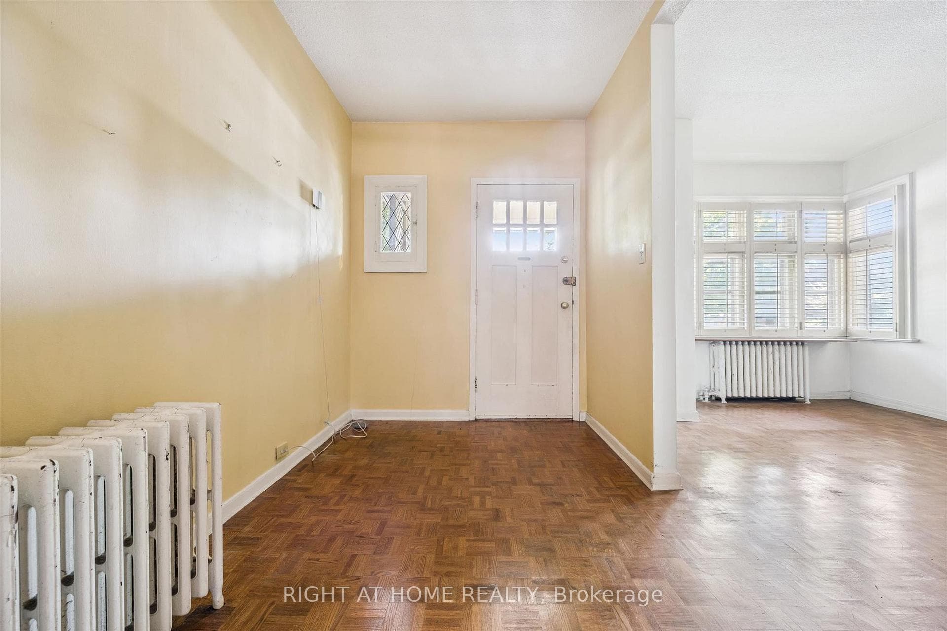 Parquet flooring throughout