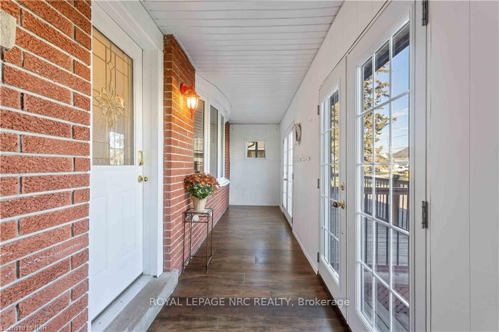 Hall with brick wall