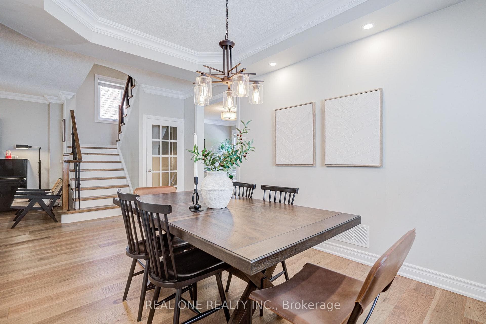 Formal Dining w/ Coffered Ceiling & Crown Trim