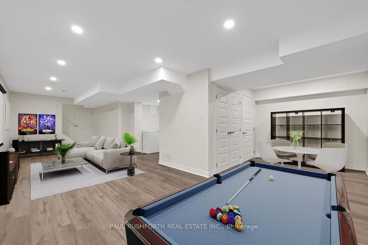 Virtually Staged Basement Rec Room