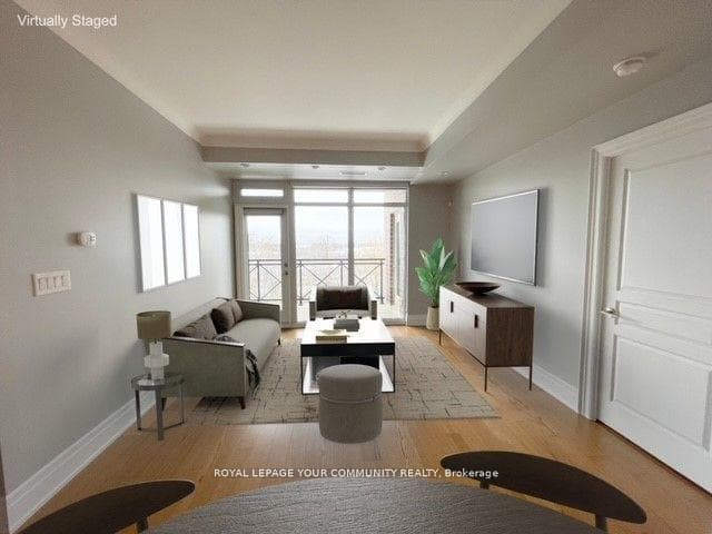 Staged Living Room, Walkout to Private Balcony