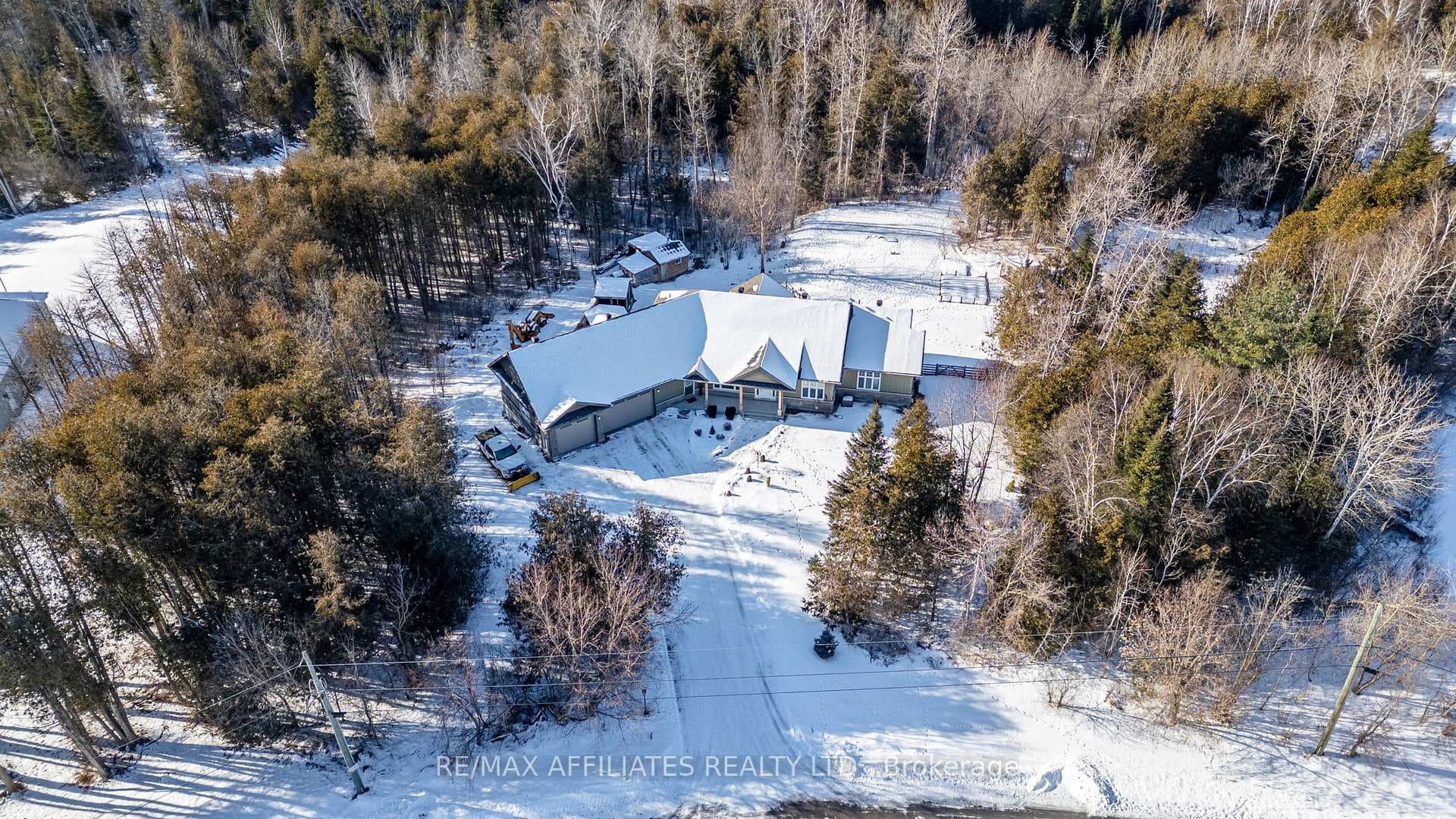 Overhead view of the beautiful property.