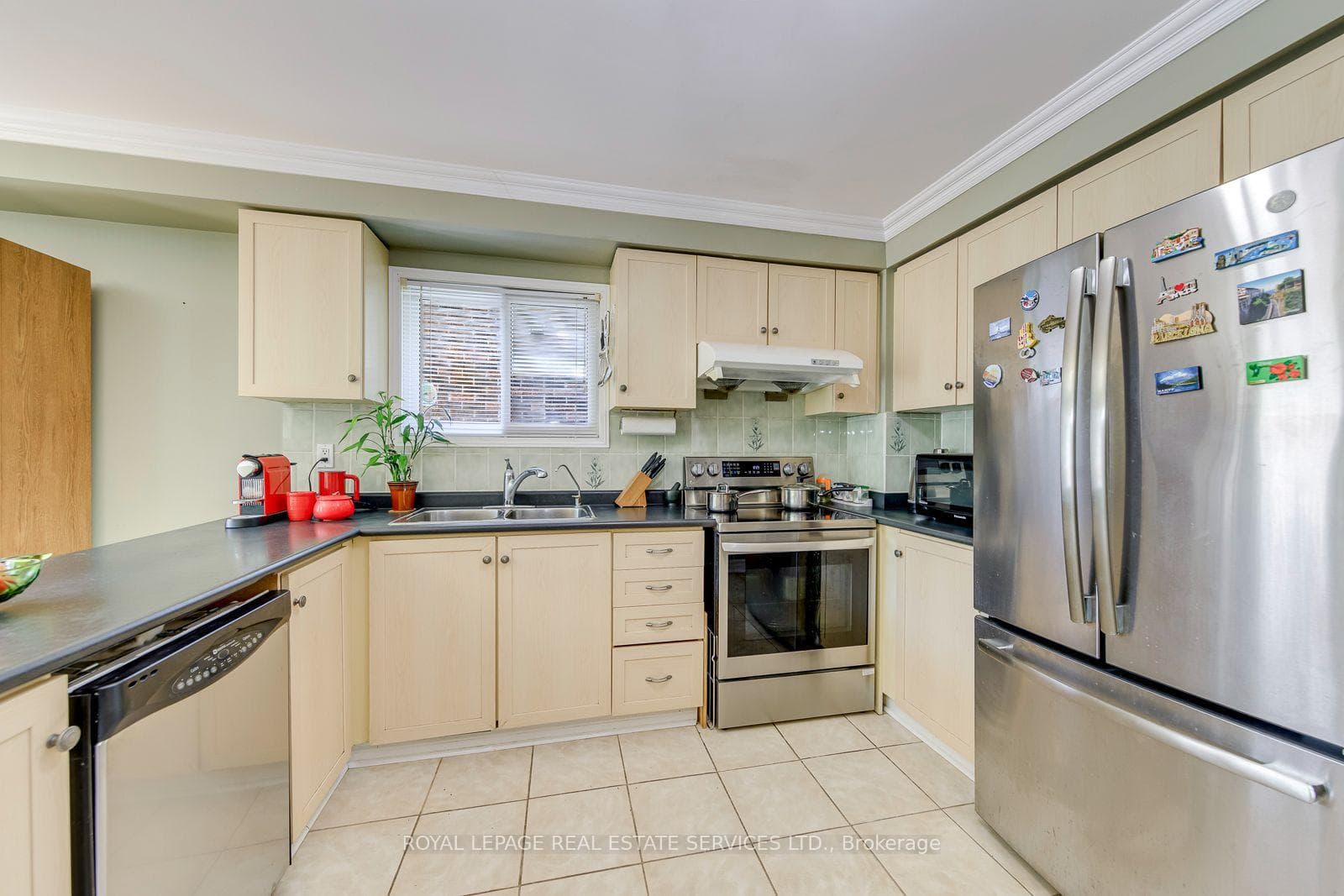Stainless Steel Appliances and Crown Moulding